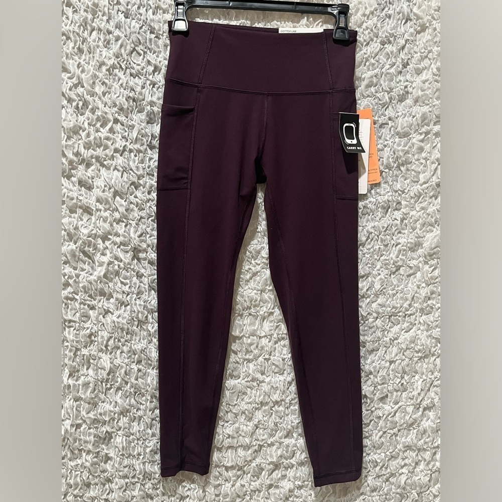 X BY GOTTEX Chic Plum High-Waisted Leggings, PEACH SKIN COLLECTION, SIZE S